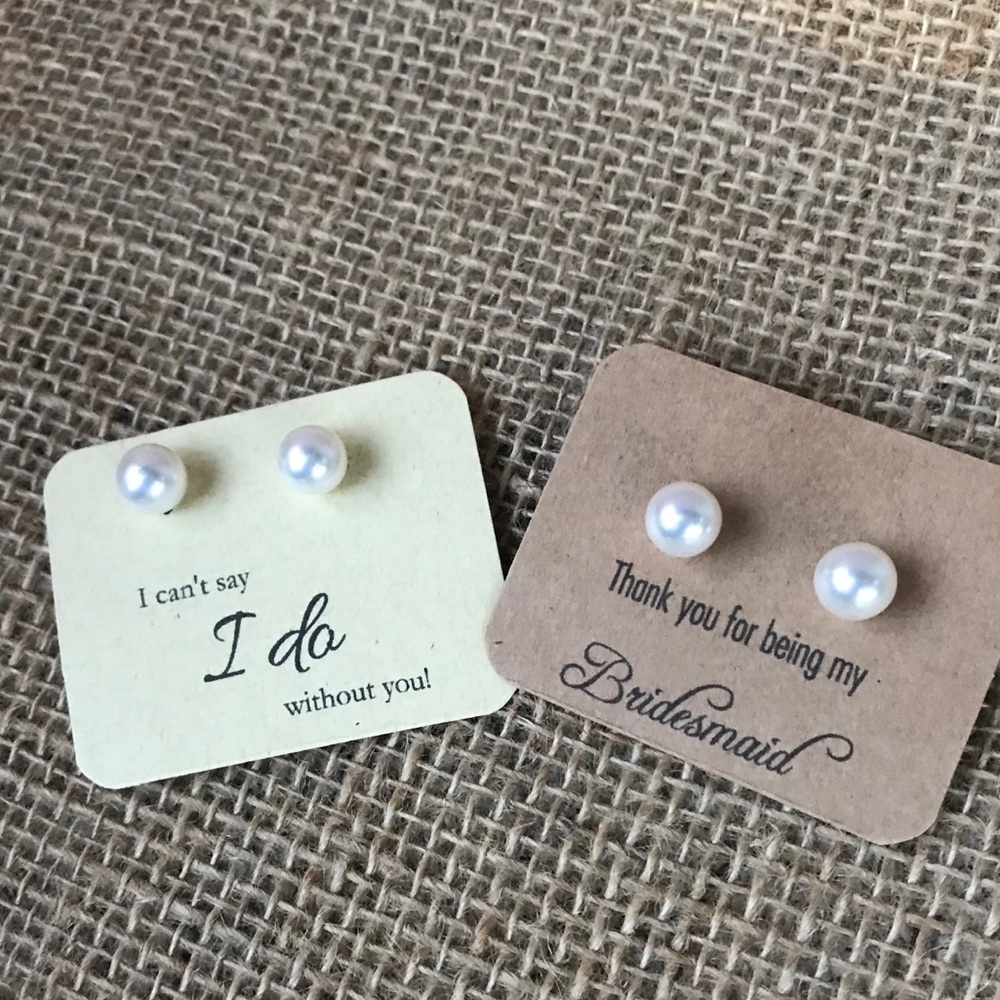 Pearl Earrings Bridesmaids Thank You Gift - Picture 3 of 3